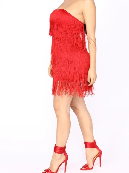 NWT Red strapless prohibition fringe dress - Picture 2 of 6